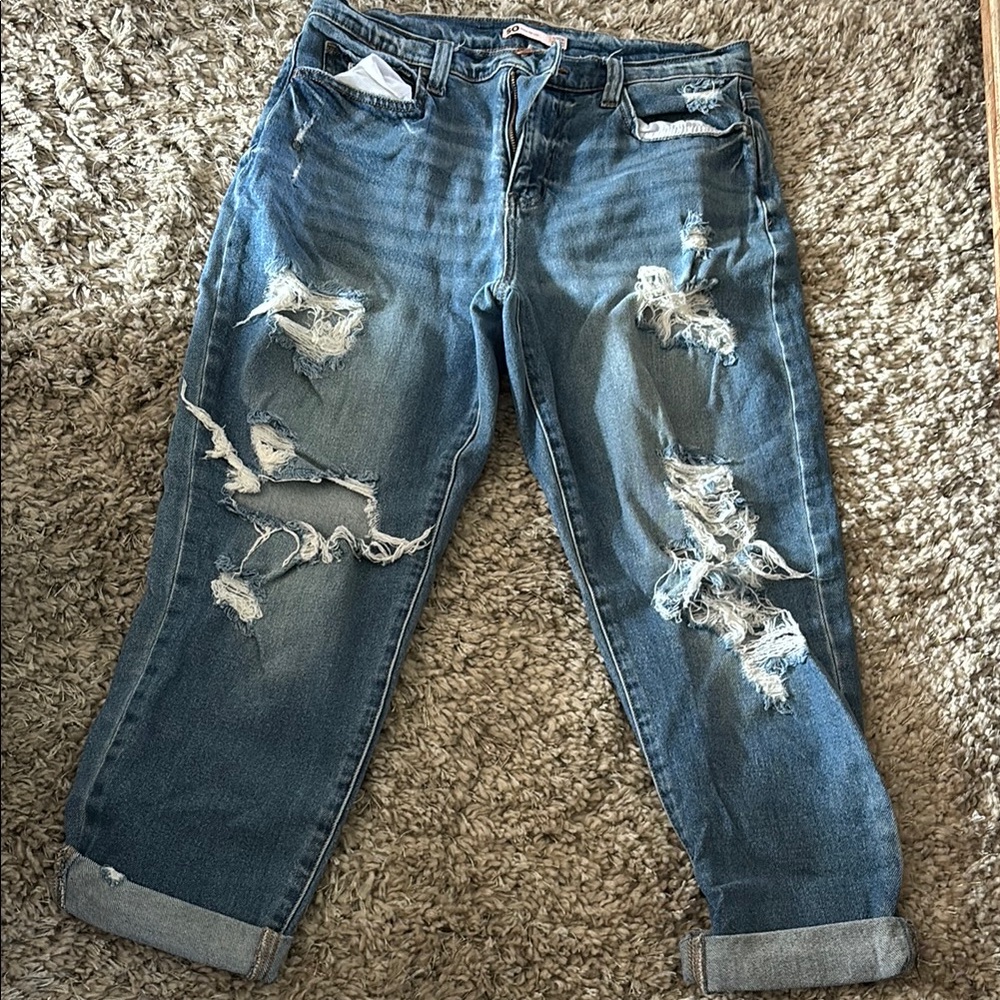 SO Women's / Juniors  Distressed Boyfriend Jeans - Blue